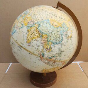 Globemaster Globe 1991 Tan Topography Brown Base 12" Wide